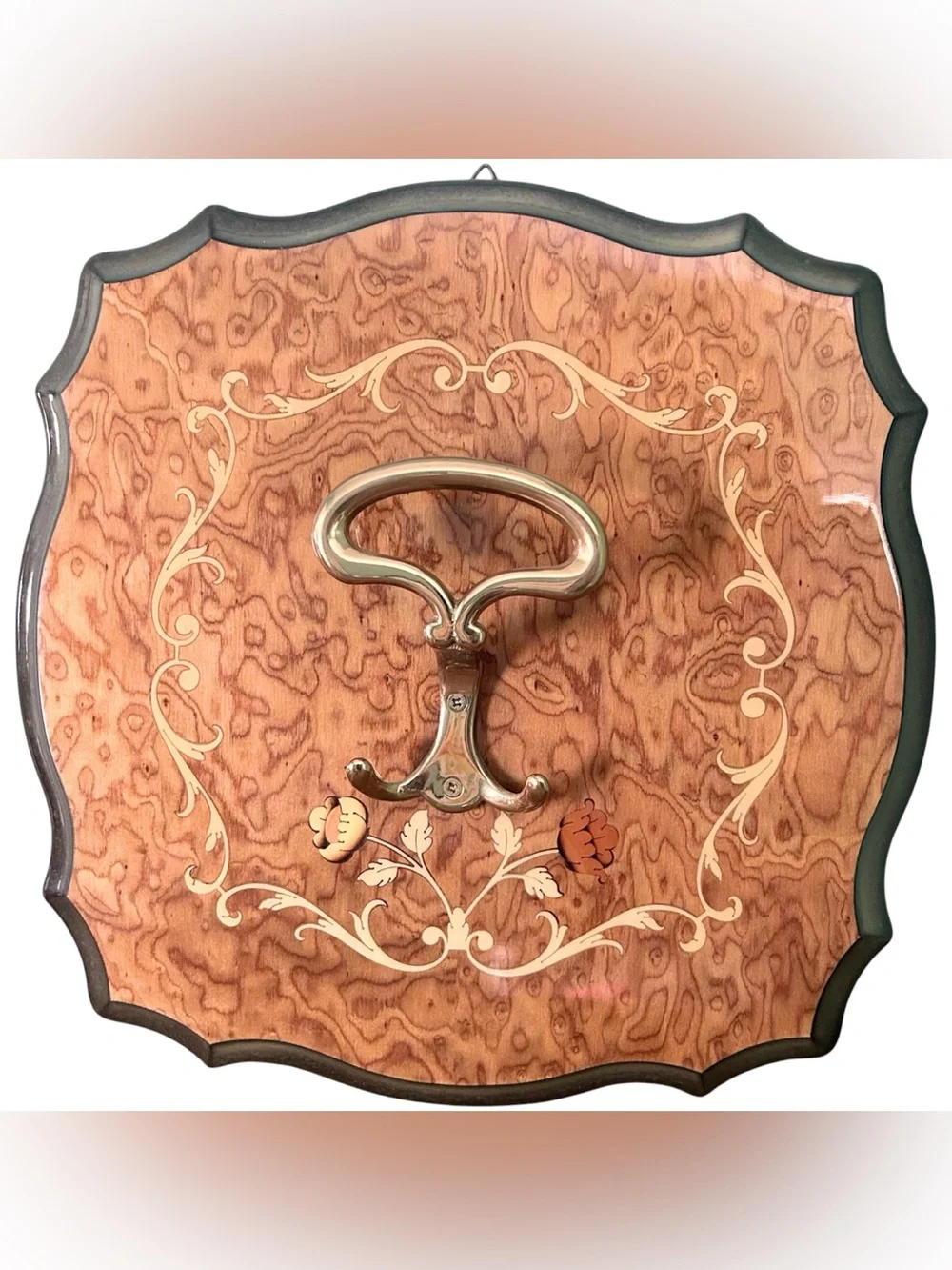Vintage Sorrento Italy Inlaid Marquetry Coat Hanger Wall Plaque